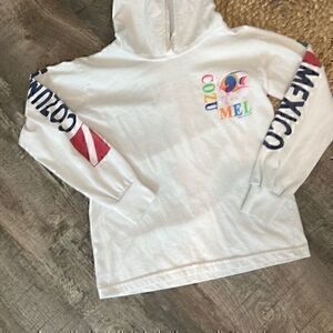 Cozumel kids white hooded long sleeve t-shirt youth large
